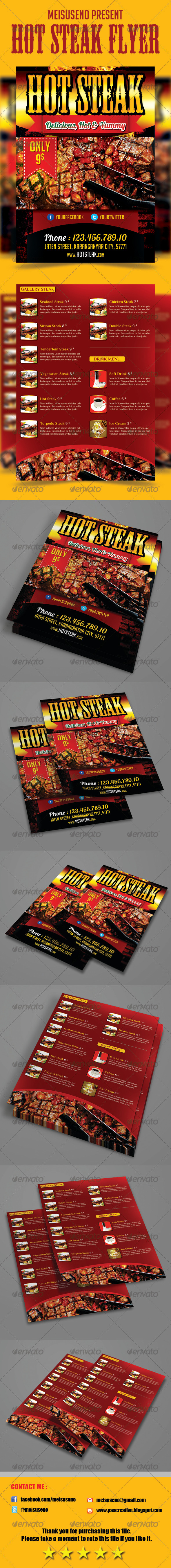 Hot Steak Flyer Template - Restaurant Flyers