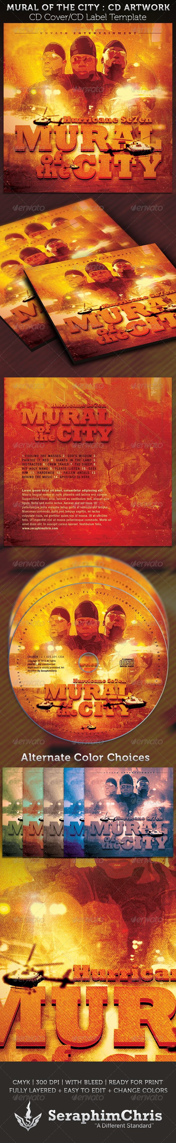 Mural of the City CD Cover Artwork Template - CD & DVD artwork Print Templates