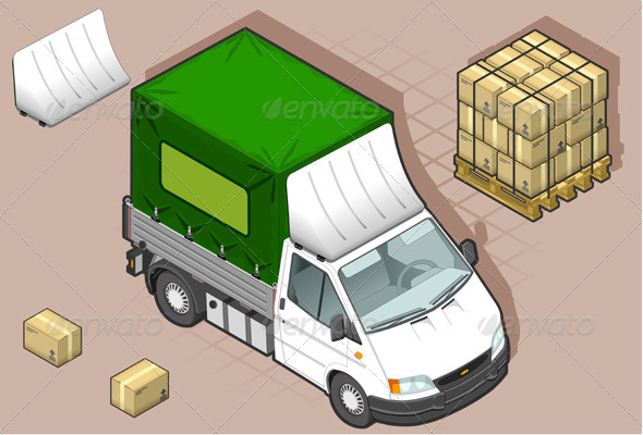 GraphicRiver Isometric White Van with Tarpaulin 3867251 GraphicRiver Isometric White Van with Tarpaulin 3867251