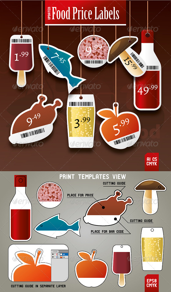 Food Price Tags - Miscellaneous Print Templates