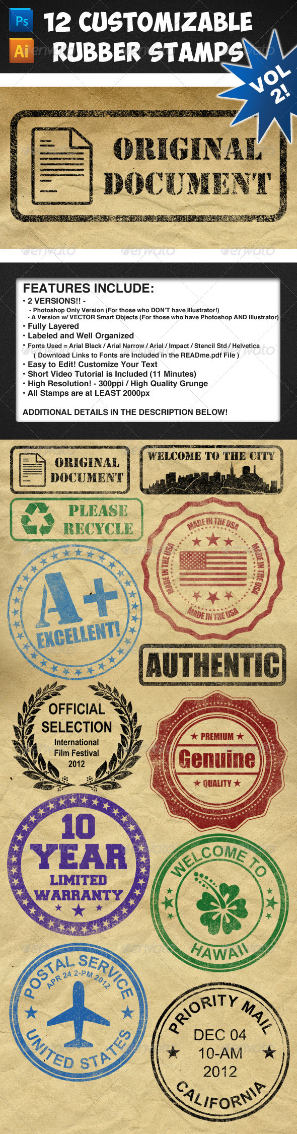 GraphicRiver 12 Customizable Rubber Stamps Volume 2 3883231 GraphicRiver 12 Customizable Rubber Stamps Volume 2 3883231