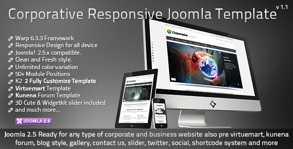 Corporative Responsive Joomla Template - ThemeForest Item for Sale