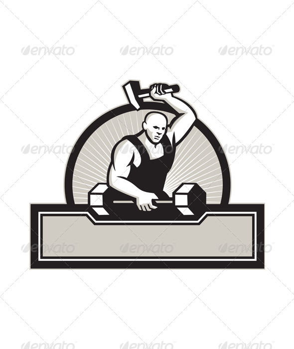 GraphicRiver Blacksmith With Hammer Striking Barbell 3891224 GraphicRiver Blacksmith With Hammer Striking Barbell 3891224