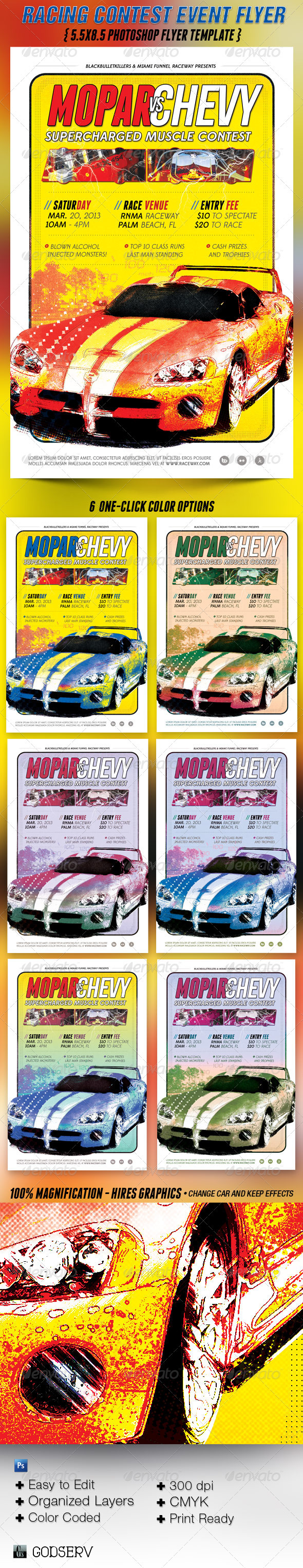 Racing Contest Event Flyer Template - Sports Events