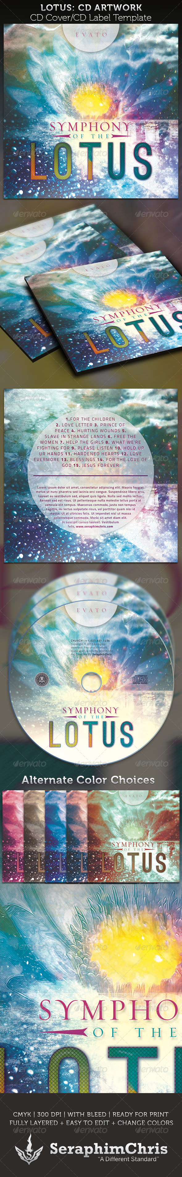 Symphony of the Lotus: CD Cover Artwork Template - CD & DVD artwork Print Templates