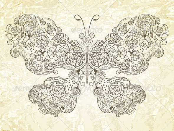 GraphicRiver Vector Butterfly Made of Flowers 3903352 GraphicRiver Vector Butterfly Made of Flowers 3903352
