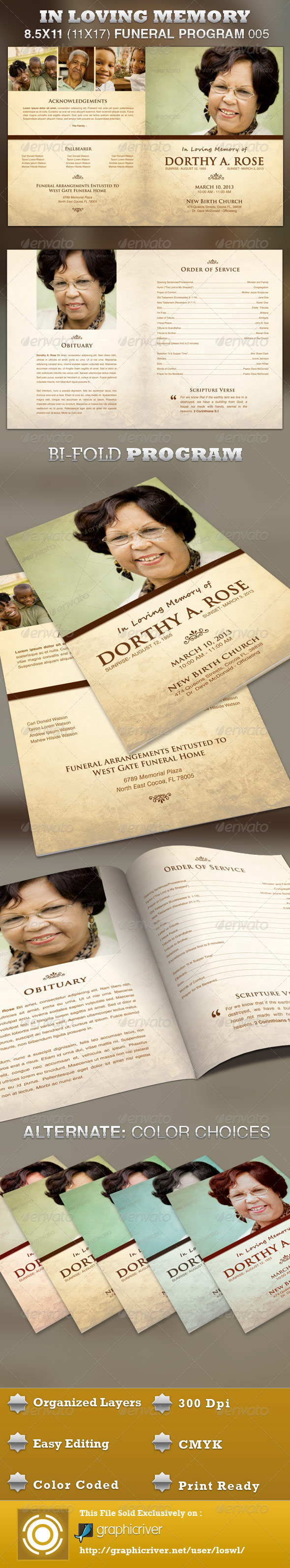 In Loving Memory Funeral Program Template 005 - Informational Brochures
