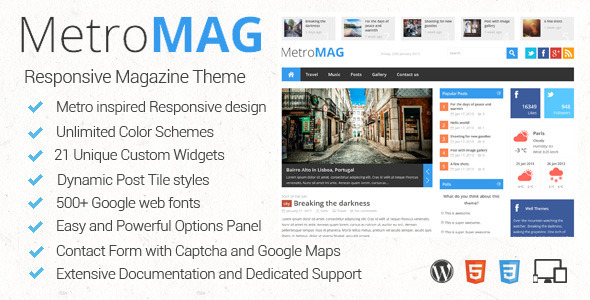 Metro Magazine Responsive WordPress Theme - Blog / Magazine WordPress