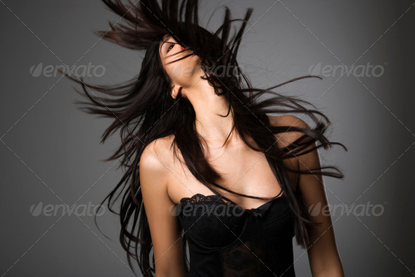 Woman with long hair - Stock Photo - Images