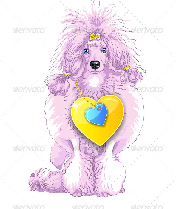 GraphicRiver Vector Pink Poodle Dog with Gold Heart 3909788 GraphicRiver Vector Pink Poodle Dog with Gold Heart 3909788