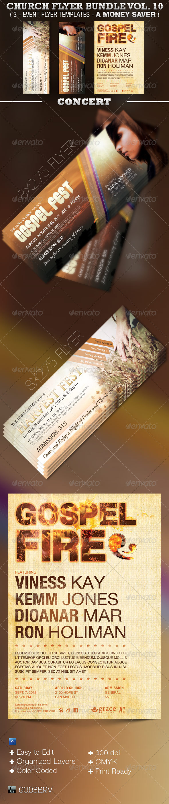 Church Flyer Template Bundle Vol 10 - Concert - Church Flyers