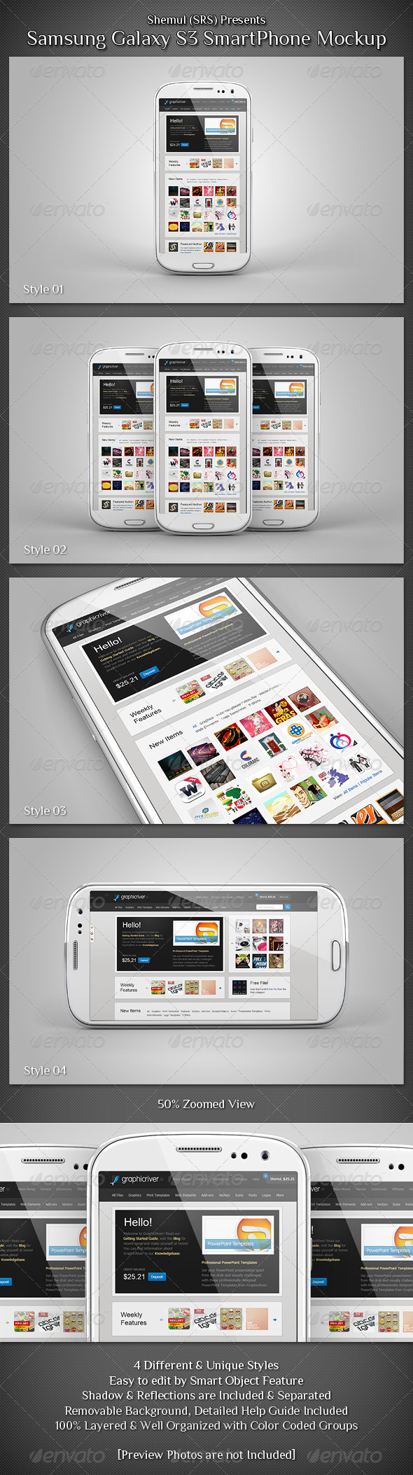 Galaxy S3 Smartphone Mockup - Mobile Displays