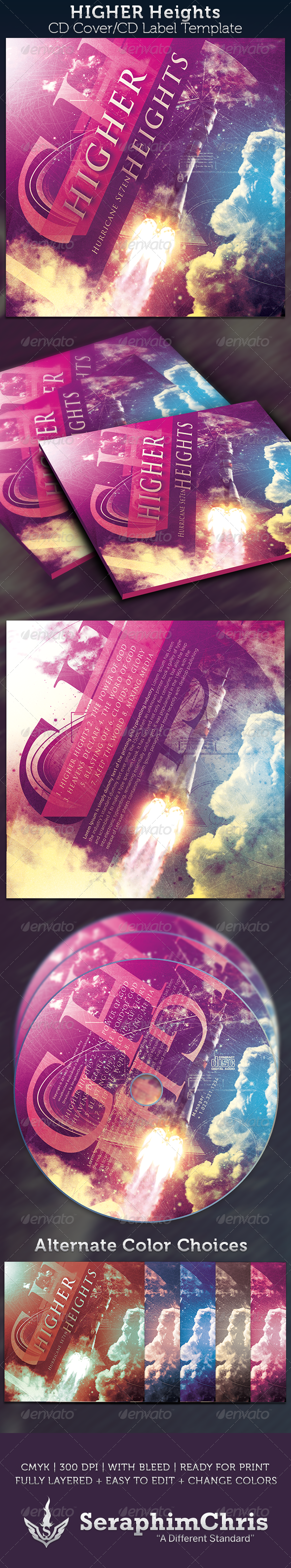 Higher Heights CD Cover Template - CD & DVD artwork Print Templates