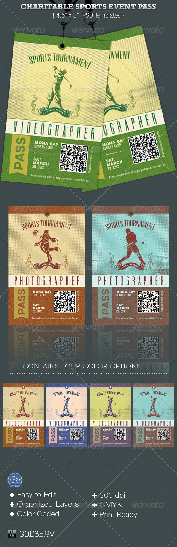 Charitable Sports Event Pass Template - Miscellaneous Print Templates