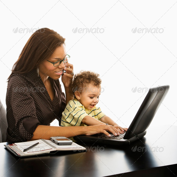 Business mom with baby - Stock Photo - Images