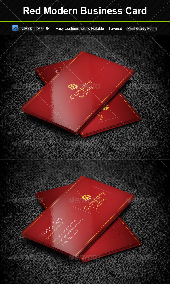 Red Modern Business Card - Corporate Business Cards