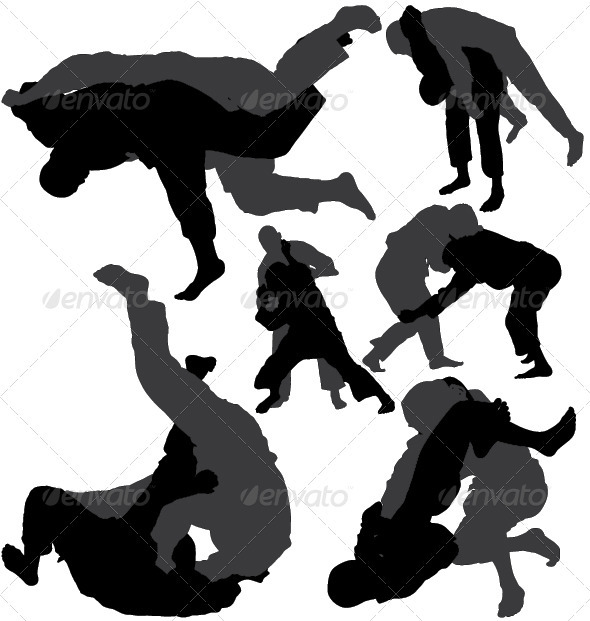 GraphicRiver Jiu-jitsu and judo wrestlers vector silhouettes 3946260 GraphicRiver Jiu-jitsu and judo wrestlers vector silhouettes 3946260