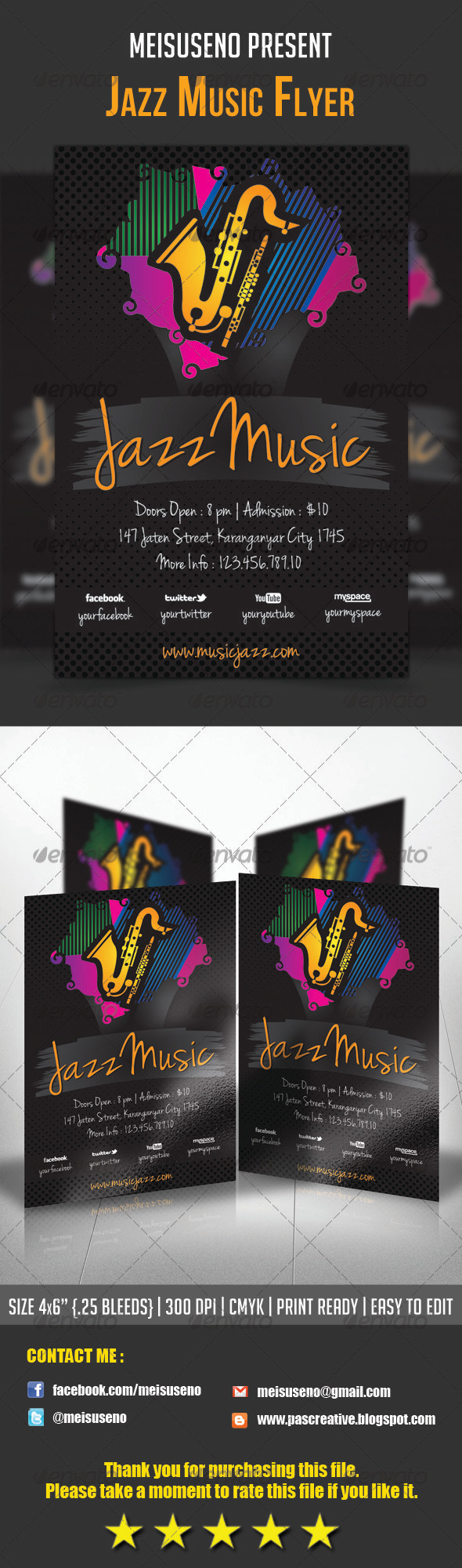Jazz Music Flyer Template - Concerts Events