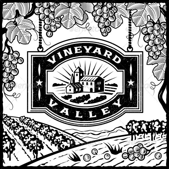 GraphicRiver Vineyard Valley Black And White 3952402 GraphicRiver Vineyard Valley Black And White 3952402