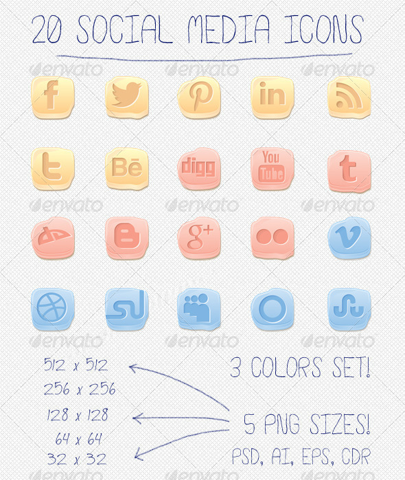GraphicRiver Social Media Icons 20 Gummy icons Set 3952934 GraphicRiver Social Media Icons 20 Gummy icons Set 3952934