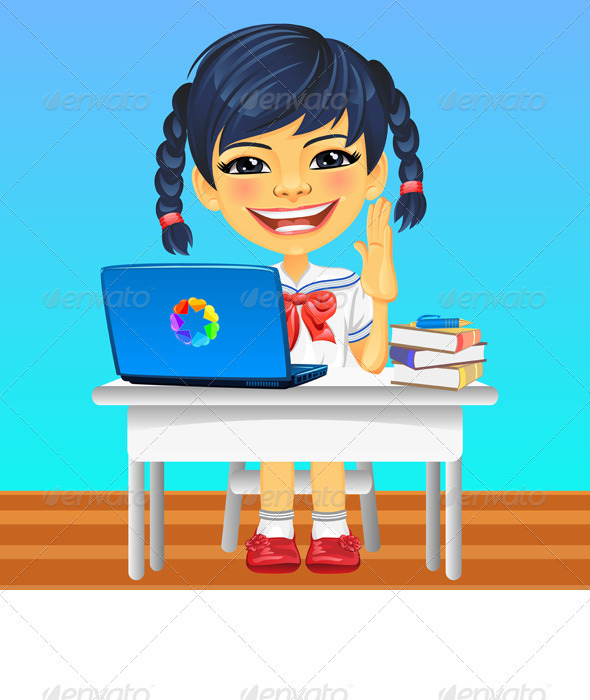 GraphicRiver Vector happy smiling Asian schoolgirl 3957995 GraphicRiver Vector happy smiling Asian schoolgirl 3957995