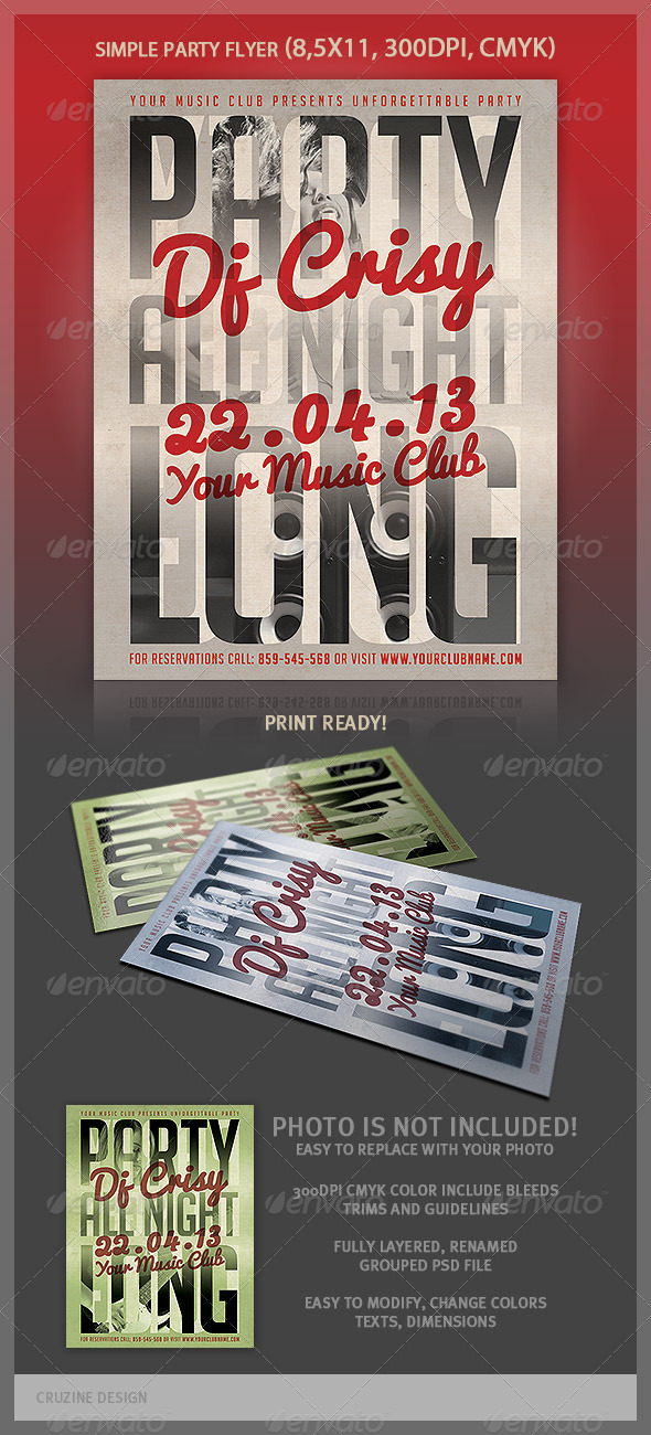 Typographic Simple Flyer Template - Clubs & Parties Events