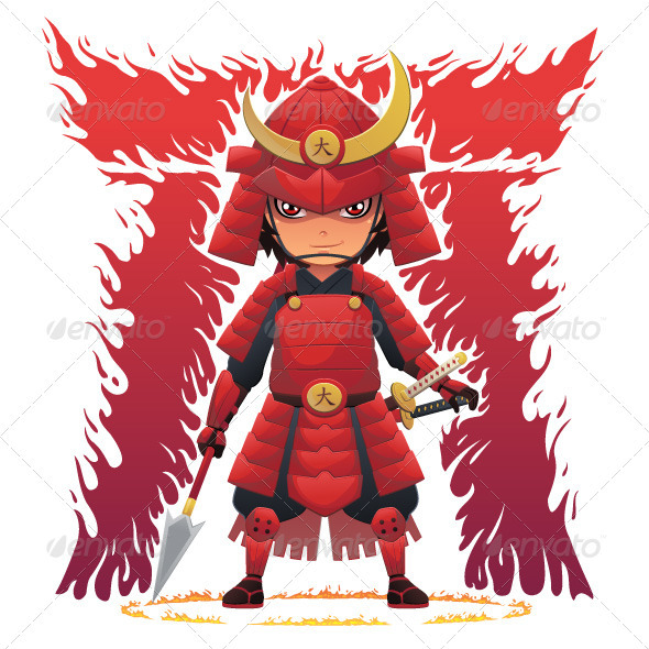 Red Armor Samurai - People Characters