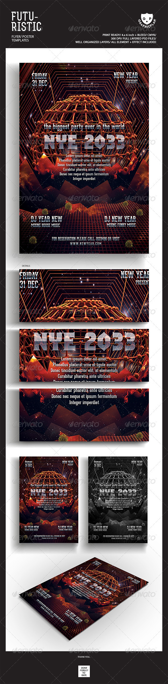 Nye 2013 Retro Futuristic Flyer Templates - Events Flyers