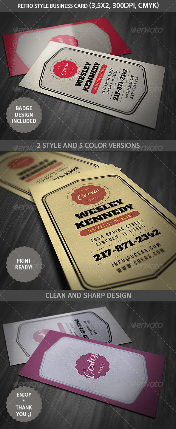 Retro Style Business Card Template - Retro/Vintage Business Cards