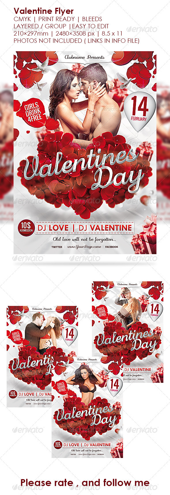 Valentine's Day Flyer Valentines Poster - Clubs & Parties Events