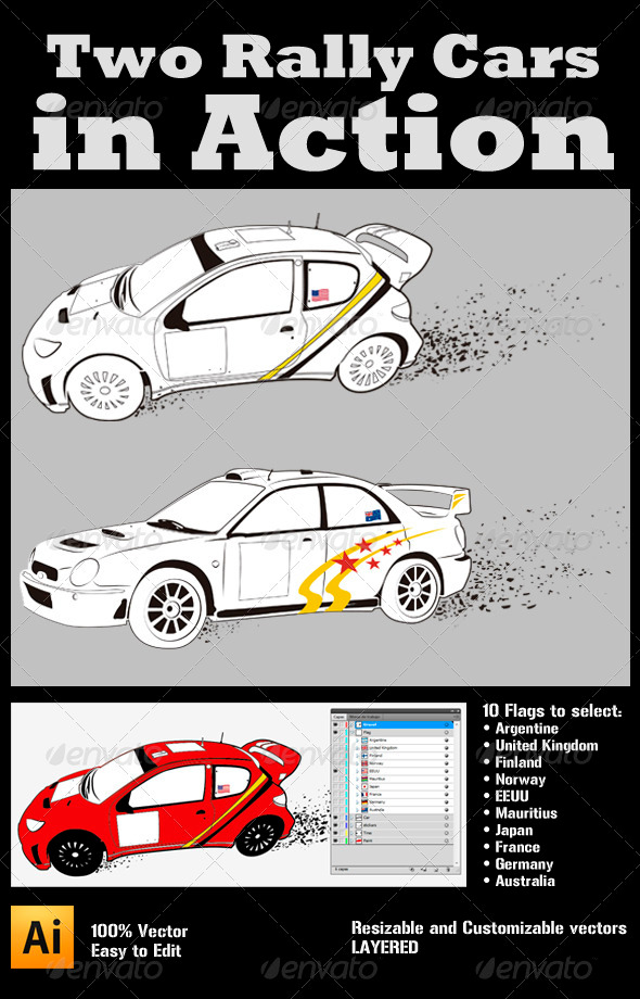 GraphicRiver Two Rally Cars in Action 3914497 GraphicRiver Two Rally Cars in Action 3914497