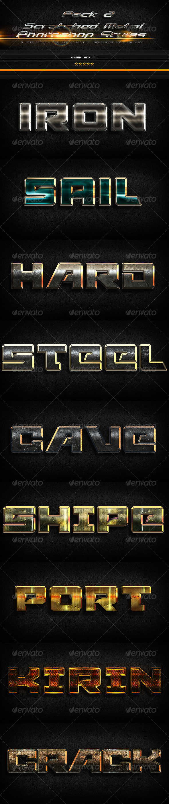Scratched Metal Photoshop Styles-2 - Text Effects Actions