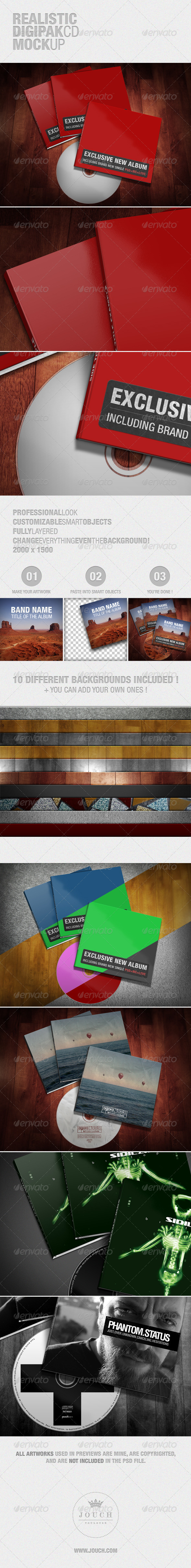 Realistic Digipak CD Mockup - Discs Packaging