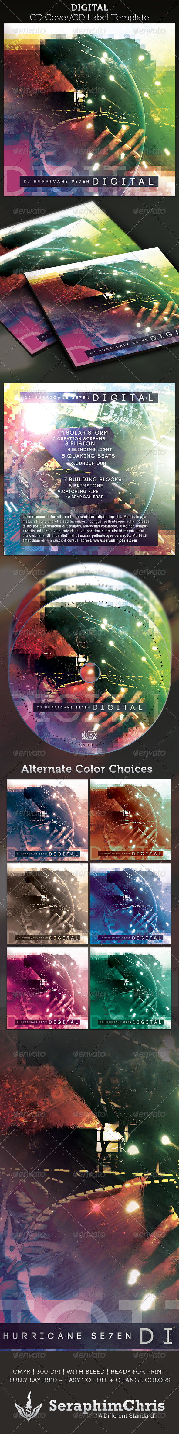 Digital CD Cover Artwork Template - CD & DVD artwork Print Templates
