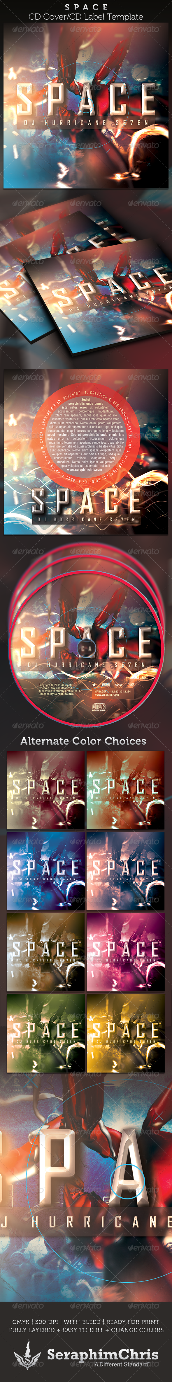 Space CD Cover Artwork Template - CD & DVD artwork Print Templates