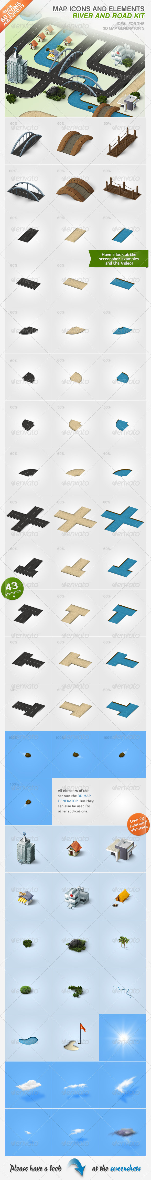 GraphicRiver Map Icons and Elements River and Road Kit 3786776 GraphicRiver Map Icons and Elements River and Road Kit 3786776