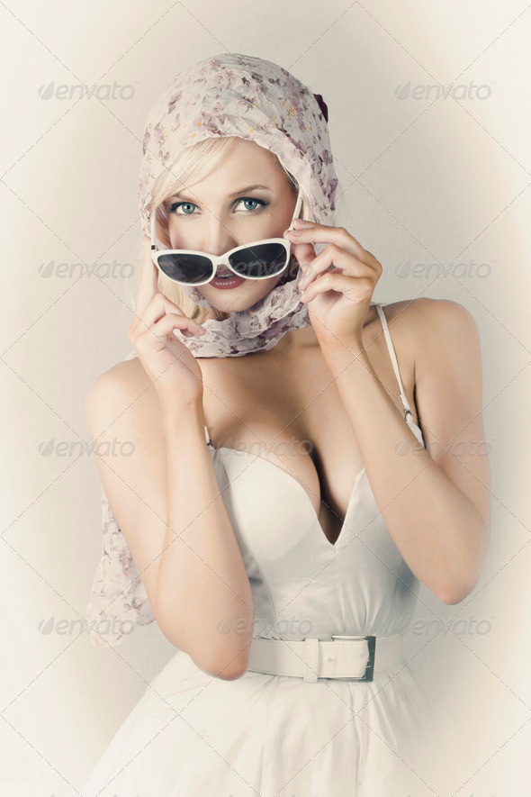 Retro Pin-up Girl In Classic Fashion Style - Stock Photo - Images
