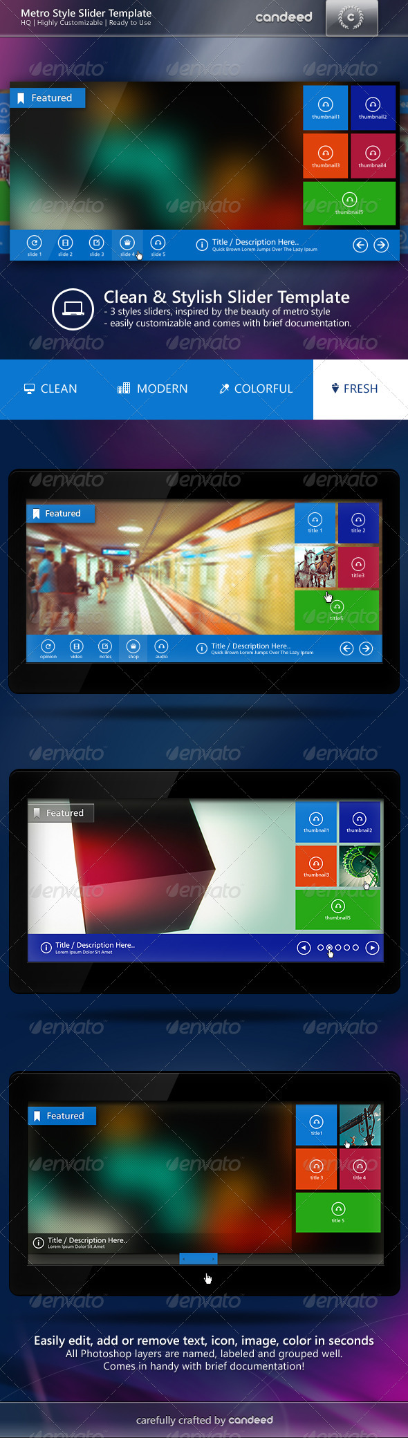 Metro Style Slider Template - Sliders & Features Web Elements
