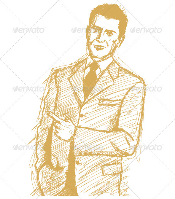 GraphicRiver Sketch Business Man Shows Something With Finger 4017329 GraphicRiver Sketch Business Man Shows Something With Finger 4017329