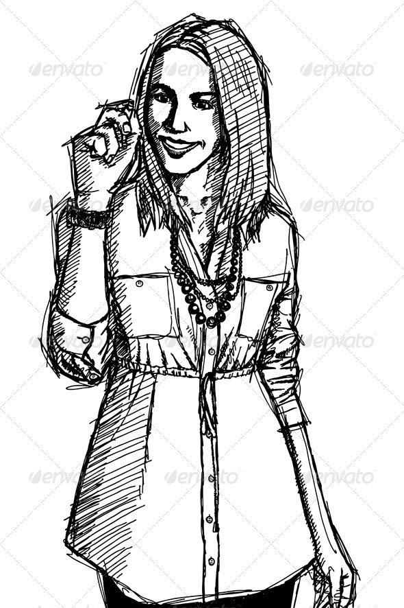 GraphicRiver Sketch Business Woman Writting Something 4017337 GraphicRiver Sketch Business Woman Writting Something 4017337