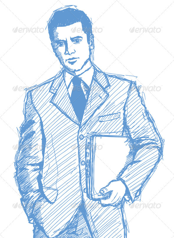 GraphicRiver Sketch Businessman With Laptop 4017348 GraphicRiver Sketch Businessman With Laptop 4017348