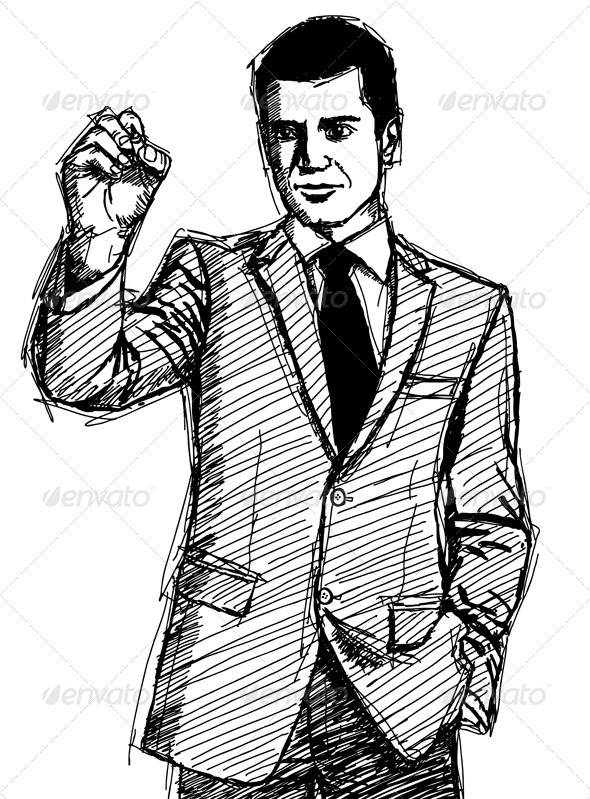 GraphicRiver Sketch Businessman Writing Something 4017350 GraphicRiver Sketch Businessman Writing Something 4017350