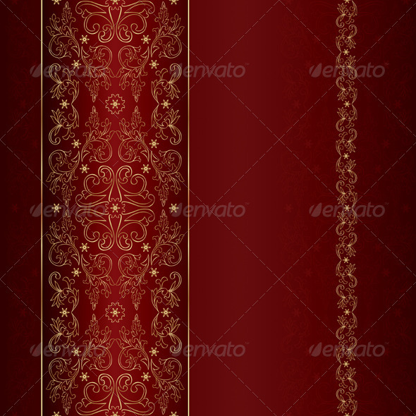 GraphicRiver Gold Floral Vintage Seamless Pattern on Red 4019176 GraphicRiver Gold Floral Vintage Seamless Pattern on Red 4019176