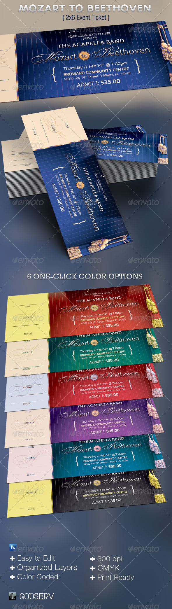 Mozart to Beethoven Event Ticket Template - Miscellaneous Print Templates