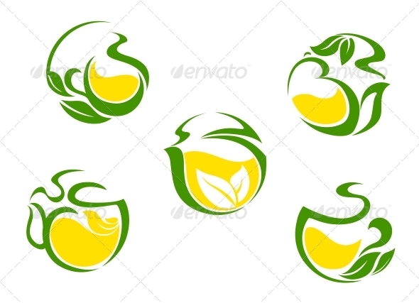 GraphicRiver Tea symbols with lemon and green leaves 4022888 GraphicRiver Tea symbols with lemon and green leaves 4022888