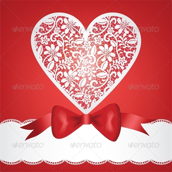 GraphicRiver bow and lace heart 4024297 GraphicRiver bow and lace heart 4024297
