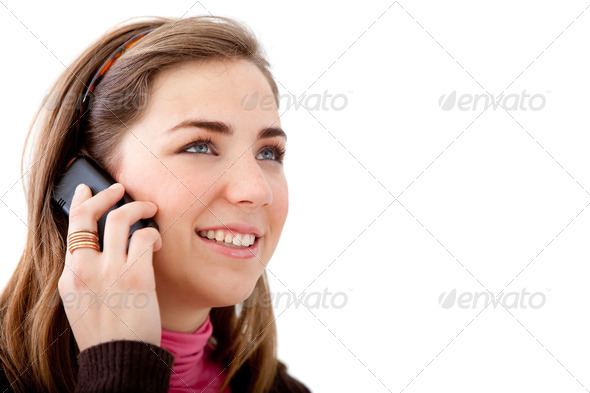 casual woman on the phone - Stock Photo - Images