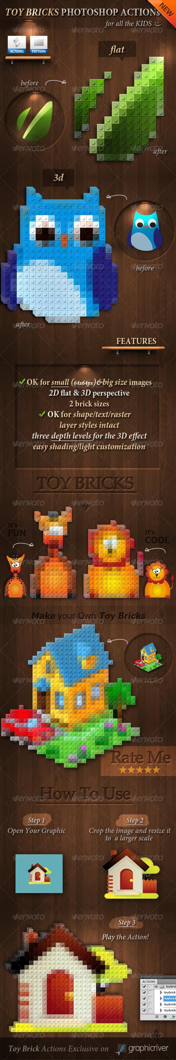 3D Toy Bricks Photoshop Actions - Utilities Actions