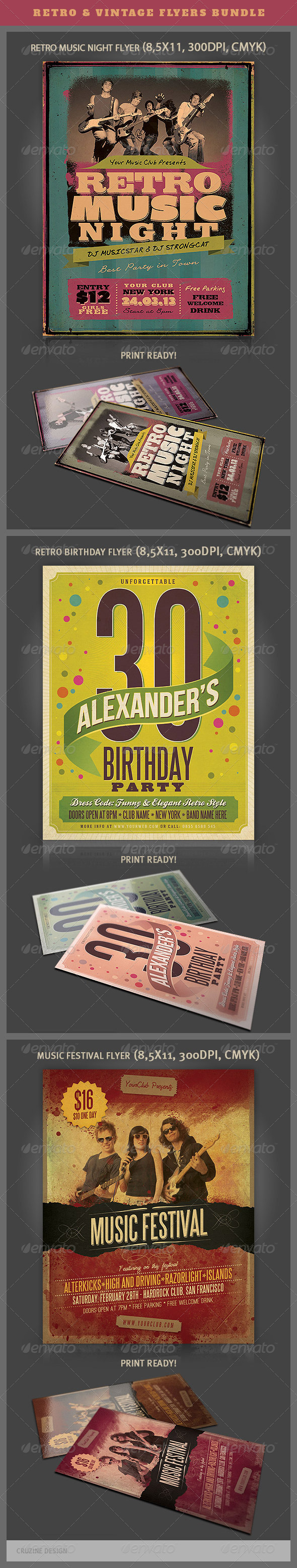 Retro & Vintage Flyers Bundle - Events Flyers