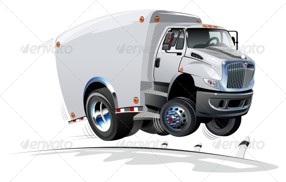 Cartoon Delivery / Cargo Truck - Man-made objects Objects